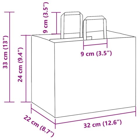 VidaXL Torby papierowe 250 szt. z uchwytami Różowe 32x22x24 cm
