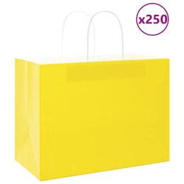 VidaXL Torby papierowe 250 szt. z uchwytami żółte 32x17x25 cm