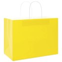 VidaXL Torby papierowe 250 szt. z uchwytami żółte 32x17x25 cm