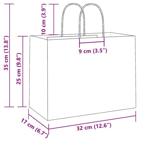 VidaXL Torby papierowe 250 szt. z uchwytami żółte 32x17x25 cm