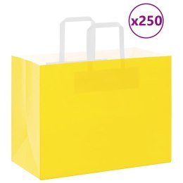 VidaXL Torby papierowe 250 szt. z uchwytami żółte 32x17x25 cm