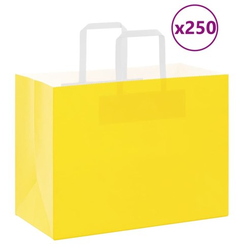VidaXL Torby papierowe 250 szt. z uchwytami żółte 32x17x25 cm
