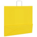 VidaXL Torby papierowe 250 szt. z uchwytami żółte 54x15x49 cm
