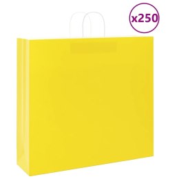 VidaXL Torby papierowe 250 szt. z uchwytami żółte 54x15x49 cm