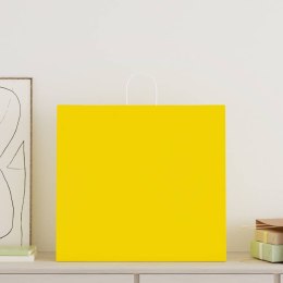 VidaXL Torby papierowe 250 szt. z uchwytami żółte 54x15x49 cm