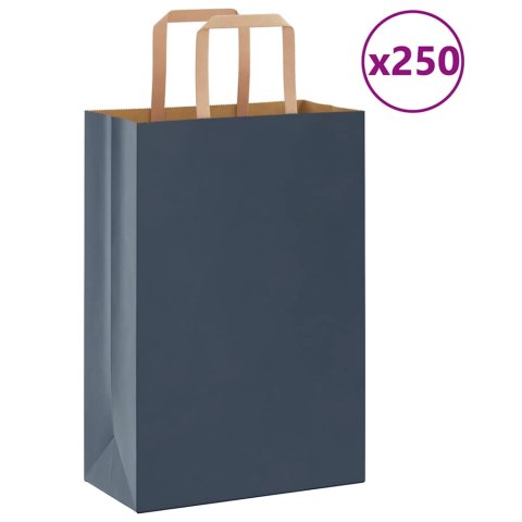VidaXL Torby papierowe 250 szt. z uchwytami Niebieskie 21x11x31 cm