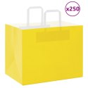 VidaXL Torby papierowe 250 szt. z uchwytami żółte 32x22x24 cm