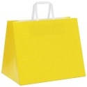 VidaXL Torby papierowe 250 szt. z uchwytami żółte 32x22x24 cm