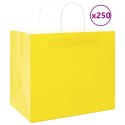 VidaXL Torby papierowe 250 szt. z uchwytami żółte 32x22x28 cm