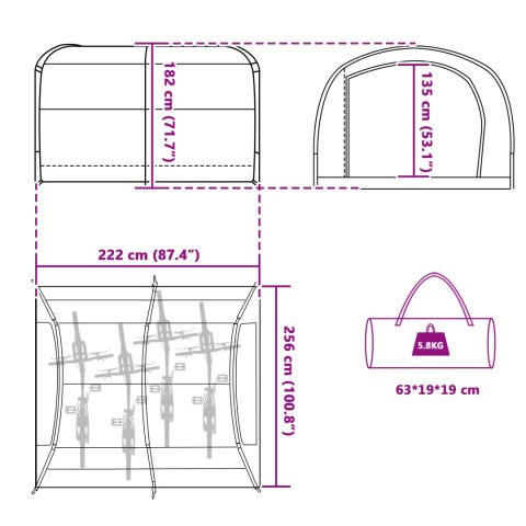 NAMIOT DO PRZECHOWYWANIA ROWERÓW Z DACHEM SZARY I POMARAŃCZOWY
