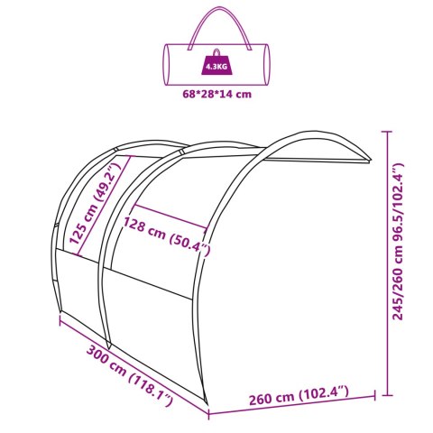 NAMIOT OSŁONA DO PRZYCZEPY KAMPERA TARP 260X300X260 WODOODPORNY MOCNY WIATA