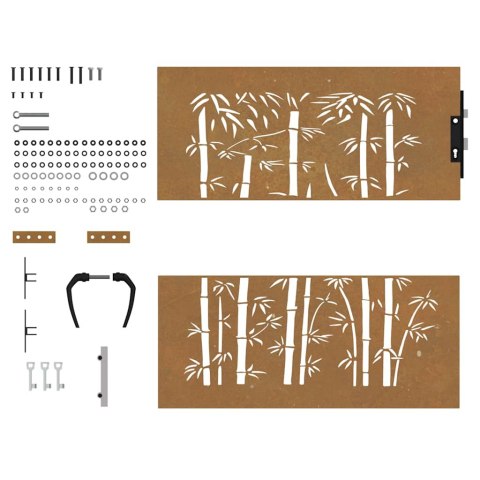 FURTKA OGRODOWA 85X100CM STAL KORTENOWSKA MOTYW BAMBUSA
