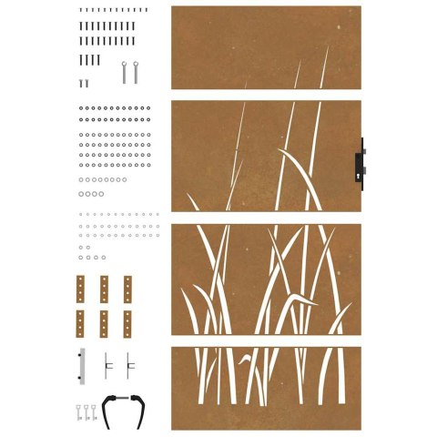 FURTKA OGRODOWA 85X200CM STAL KORTENOWSKA MOTYW TRAWY
