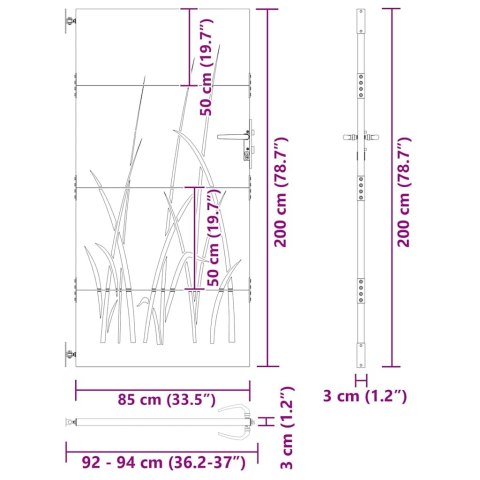 FURTKA OGRODOWA 85X200CM STAL KORTENOWSKA MOTYW TRAWY