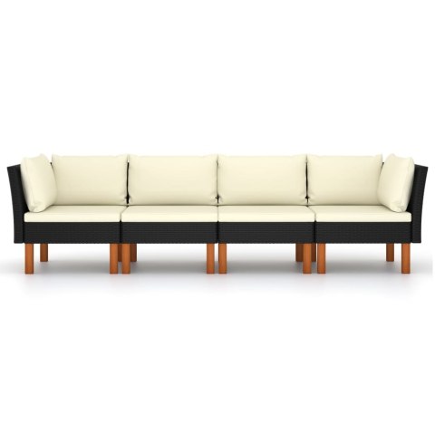 4-OSOBOWA SOFA OGRODOWA Z PODUSZKAMI POLIRATTAN CZARNA