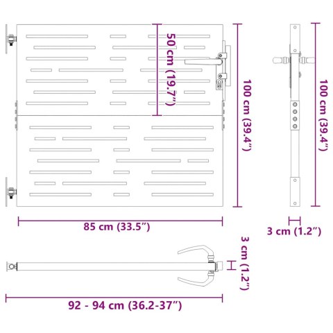 FURTKA OGRODOWA 85X100CM STAL KORTENOWSKA MOTYW PROSTOKĄTÓW