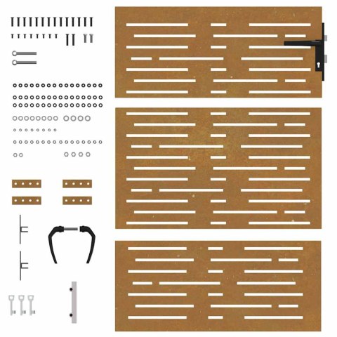 FURTKA OGRODOWA 85X150CM STAL KORTENOWSKA MOTYW PROSTOKĄTÓW
