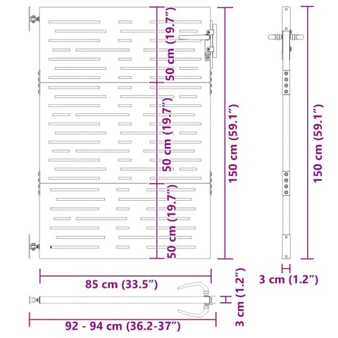 FURTKA OGRODOWA 85X150CM STAL KORTENOWSKA MOTYW PROSTOKĄTÓW