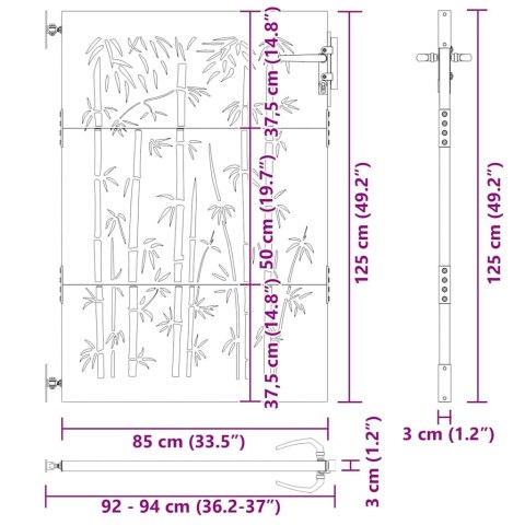 FURTKA OGRODOWA 85X125CM STAL KORTENOWSKA MOTYW BAMBUSA