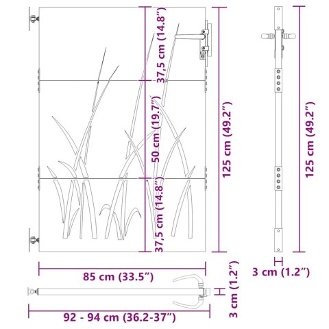 FURTKA OGRODOWA 85X125CM STAL KORTENOWSKA MOTYW TRAWY