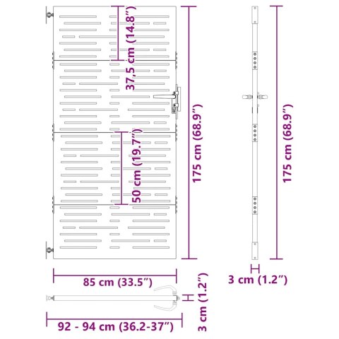 FURTKA OGRODOWA 85X175CM STAL KORTENOWSKA MOTYW PROSTOKĄTÓW