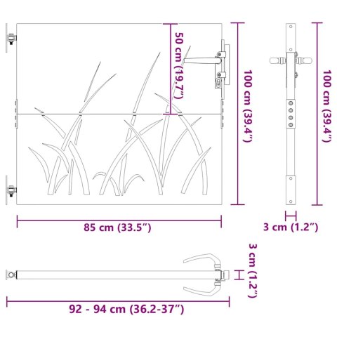 FURTKA OGRODOWA 85X100CM STAL KORTENOWSKA MOTYW TRAWY