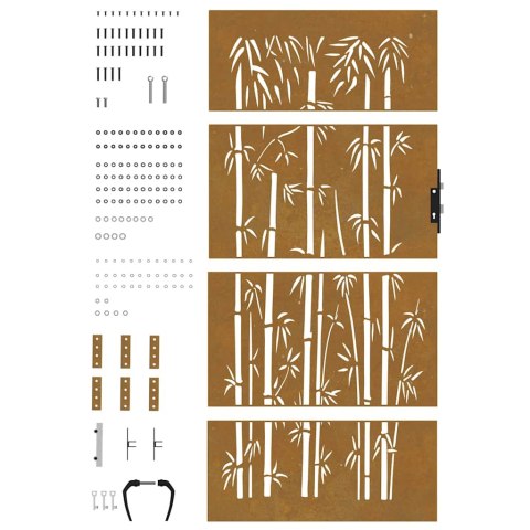 FURTKA OGRODOWA 85X200CM STAL KORTENOWSKA MOTYW BAMBUSA
