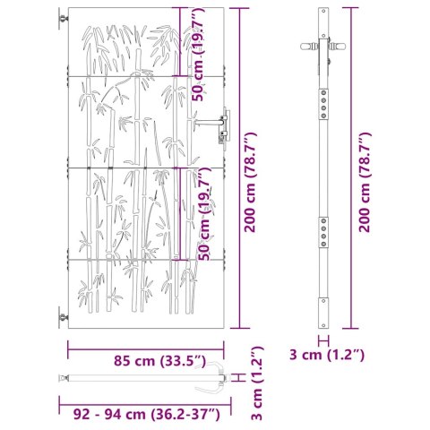 FURTKA OGRODOWA 85X200CM STAL KORTENOWSKA MOTYW BAMBUSA