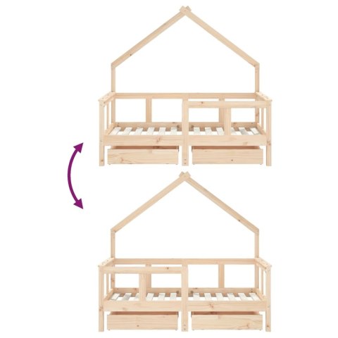 RAMA ŁÓŻKA DZIECIĘCEGO Z SZUFLADAMI 70X140CM SOSNOWA