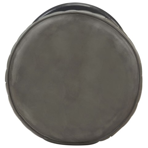 STOŁEK BAROWY POSTARZANY SZARY SKÓRA NATURALNA