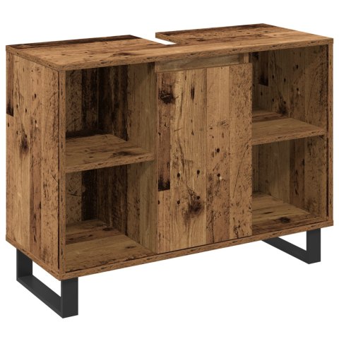 ZESTAW MEBLI ŁAZIENKOWYCH 3 CZĘŚCI STARE DREWNO DREWNO INŻYNIERYJNE