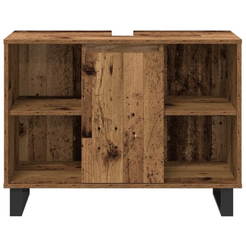 ZESTAW MEBLI ŁAZIENKOWYCH 3 CZĘŚCI STARE DREWNO DREWNO INŻYNIERYJNE