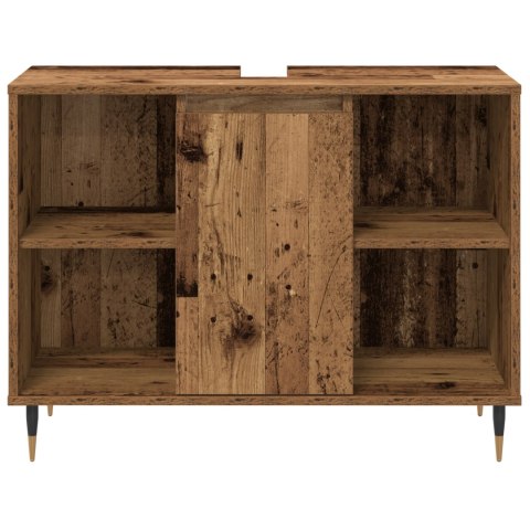 ZESTAW MEBLI ŁAZIENKOWYCH 3-CZĘŚCIOWY STARE DREWNO LITE DREWNO