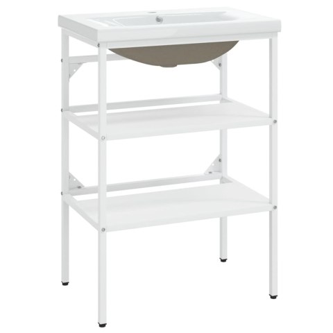 STELAŻ Z WBUDOWANĄ UMYWALKĄ BIAŁY ŻELAZNY