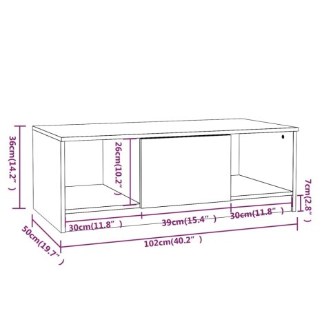 STOLIK KAWOWY BIAŁY 102X50X36CM