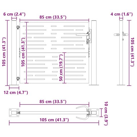 FURTKA OGRODOWA 105X105CM STAL KORTENOWSKA MOTYW PROSTOKĄTY