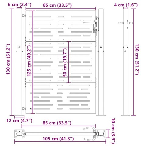 FURTKA OGRODOWA 105X130CM STAL KORTENOWSKA MOTYW PROSTOKĄTY
