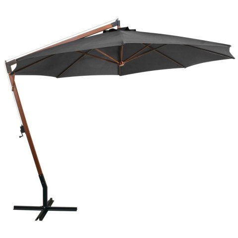 PARASOL OGRODOWY WISZĄCY JODŁOWY SŁUPEK ANTRACYT 3,5X2,9M