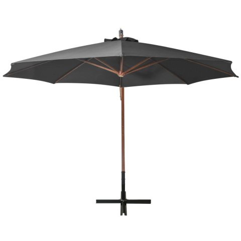 PARASOL OGRODOWY WISZĄCY JODŁOWY SŁUPEK ANTRACYT 3,5X2,9M