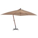 WISZĄCY PARASOL Z DREWNIANYM SŁUPKIEM 400X300CM TAUPE
