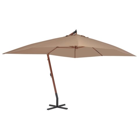 WISZĄCY PARASOL Z DREWNIANYM SŁUPKIEM 400X300CM TAUPE