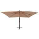 WISZĄCY PARASOL Z DREWNIANYM SŁUPKIEM 400X300CM TAUPE
