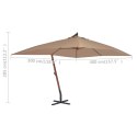 WISZĄCY PARASOL Z DREWNIANYM SŁUPKIEM 400X300CM TAUPE