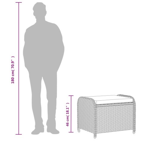 STOŁEK OGRODOWY Z PODUSZKĄ SZARY 58X46X46CM POLIRATTAN