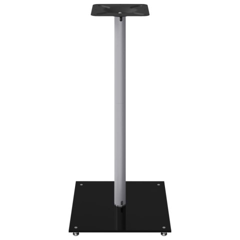 STOJAKI POD GŁOŚNIKI, 2 SZT., CZARNO-SREBRNE, SZKŁO HARTOWANE