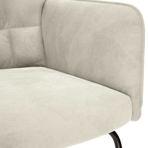 FOTEL BUJANY ZE STOŁKIEM KREMOWY AKSAMIT