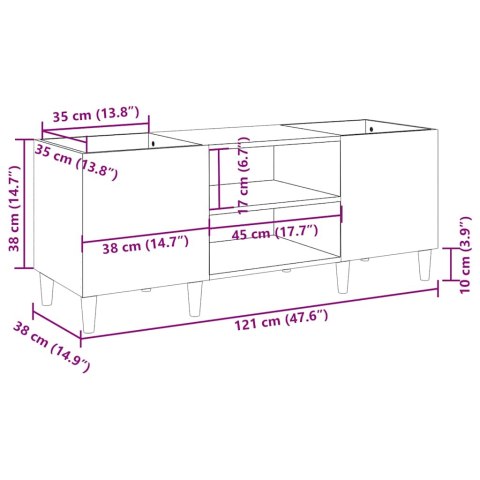 SZAFKA NA PŁYTY WINYLOWE DĄB SONOMA 121X38X48CM