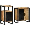 ZESTAW MEBLI ŁAZIENKOWYCH 2 SZT. BRĄZOWY SUROWE DREWNO MANGO