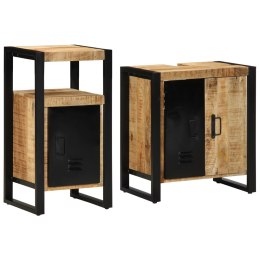 ZESTAW MEBLI ŁAZIENKOWYCH 2 SZT. BRĄZOWY SUROWE DREWNO MANGO