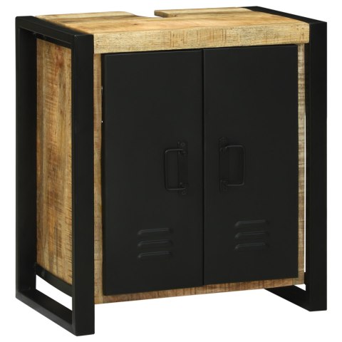 ZESTAW MEBLI ŁAZIENKOWYCH 2 SZT. BRĄZOWY SUROWE DREWNO MANGO